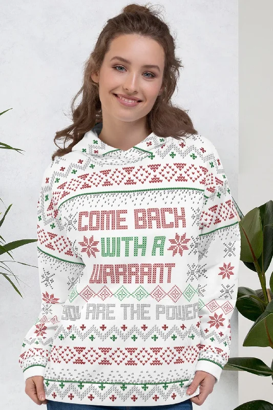 Come Back with a Warrant Ugly Holiday Sweater Unisex Hoodie Wool Fabric Cashmere Fabric Tweed Fabric Come Back with a Warrant Ugly Holiday Sweater Unisex Hoodie Wool Fabric Cashmere Fabric Tweed Fabric