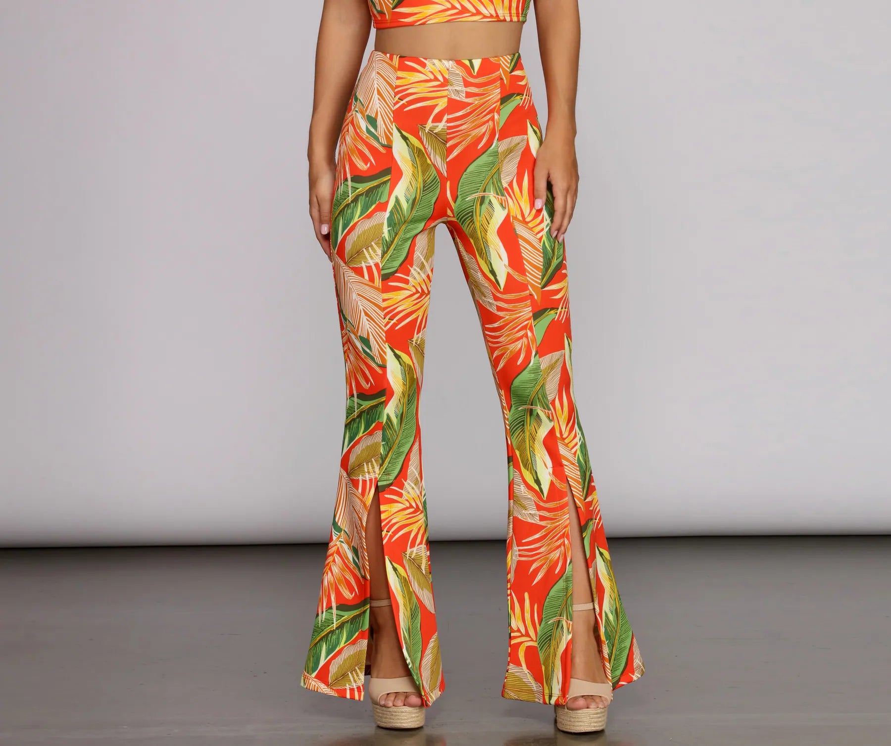 To Paradise Printed Flared Pants Comfortable Cargo Pants
