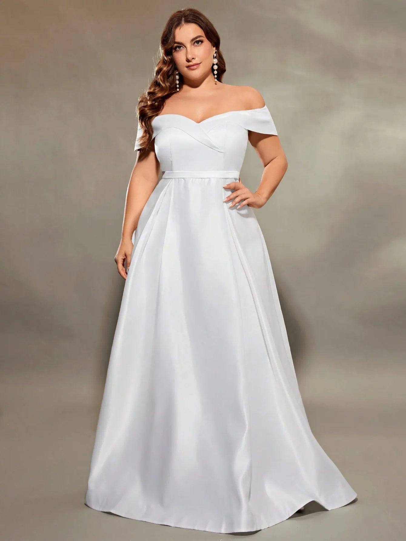 Mgiacy plus size Line neck irregular cross satin wedding gown full skirt Evening cotton skirt soft