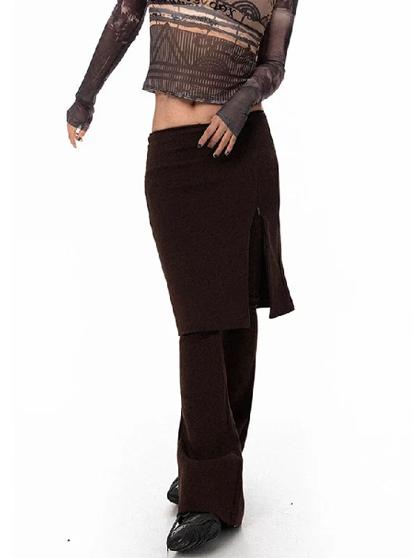 Layered Skirt-Over-Pants Casual Sweatpants Style