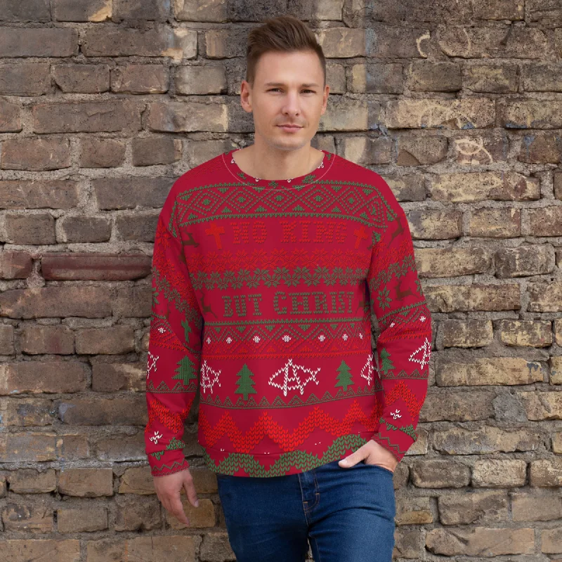 AnarchoChristian No King but Christ Unisex Ugly Christmas Sweater Sequined Glittery Shiny AnarchoChristian No King but Christ Unisex Ugly Christmas Sweater Sequined Glittery Shiny