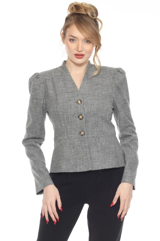 Joseph Ribkoff Grey Melange Puff Sleeve Peplum Jacket 244207 Chenille Jacket Brocade Jacket Lace Jacket Joseph Ribkoff Grey Melange Puff Sleeve Peplum Jacket 244207 Chenille Jacket Brocade Jacket Lace Jacket