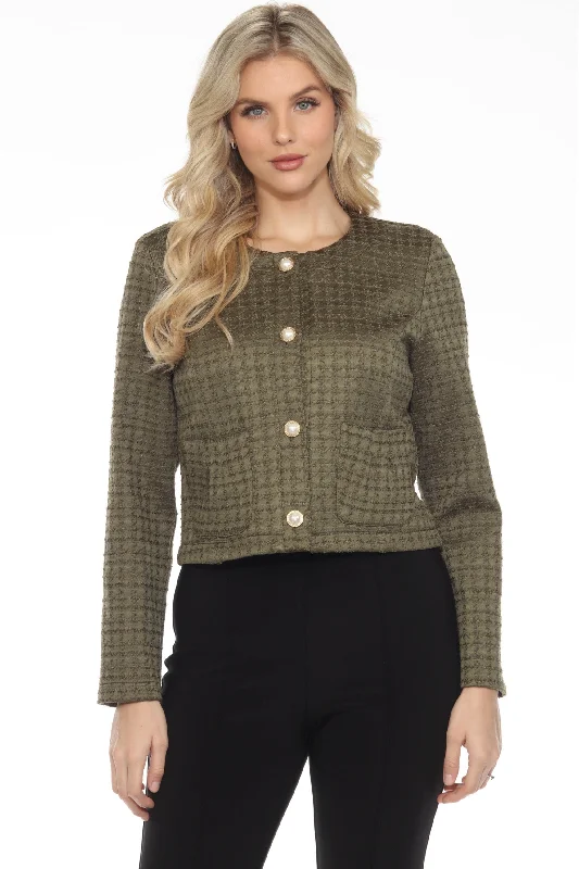 Joseph Ribkoff Olive Green Textured Houndstooth Jacket 244056 Anorak Shell Jacket Lightweight Jacket Joseph Ribkoff Olive Green Textured Houndstooth Jacket 244056 Anorak Shell Jacket Lightweight Jacket