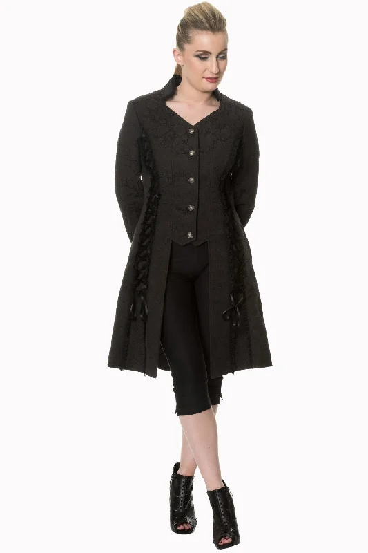 Banned Apparel - Power Becomes Her Long Line Jacket Notch Collar Peter Pan Collar Cowl Neck Banned Apparel - Power Becomes Her Long Line Jacket Notch Collar Peter Pan Collar Cowl Neck