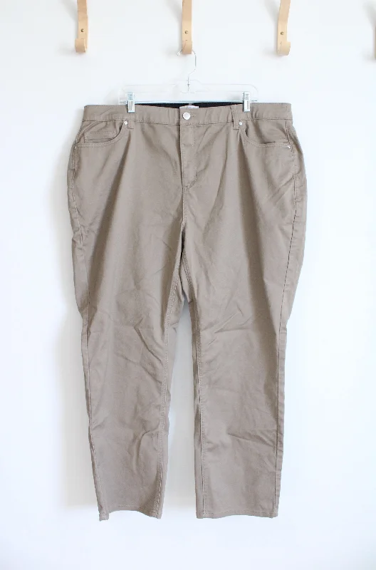 Catherines Sateen Stretch Brown Pants | 22W Stretch Fit Pants
