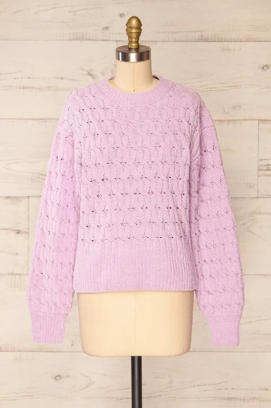 Orenb Lavender | Weave Knit Sweater Bright Pastel Dark