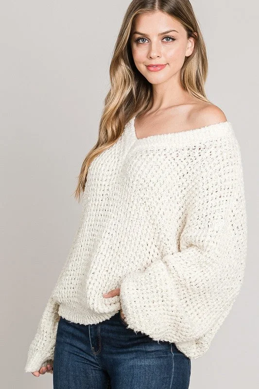 Annie Sweater in Cream- LAST ONE Elasticated Padded Insulated