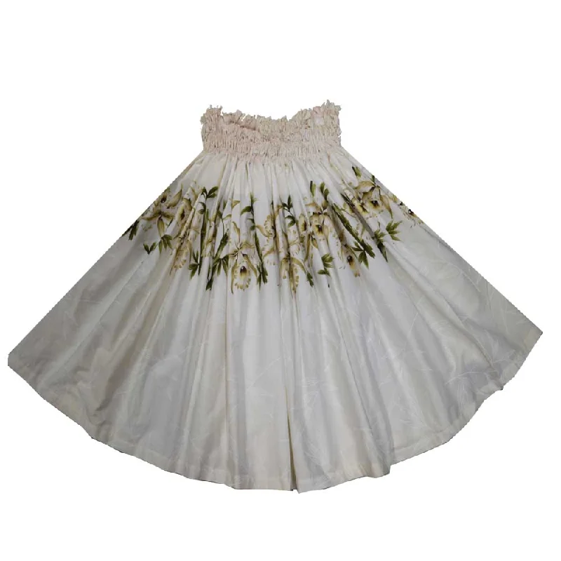 Hula Skirt White Orchid Honolulu linen skirt light