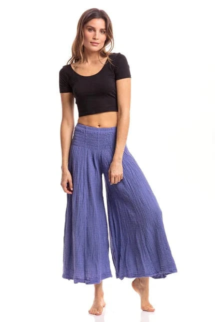 Nusantara Shirred Elastic Waist Pant - Lilac Chic Faux Leather Pants