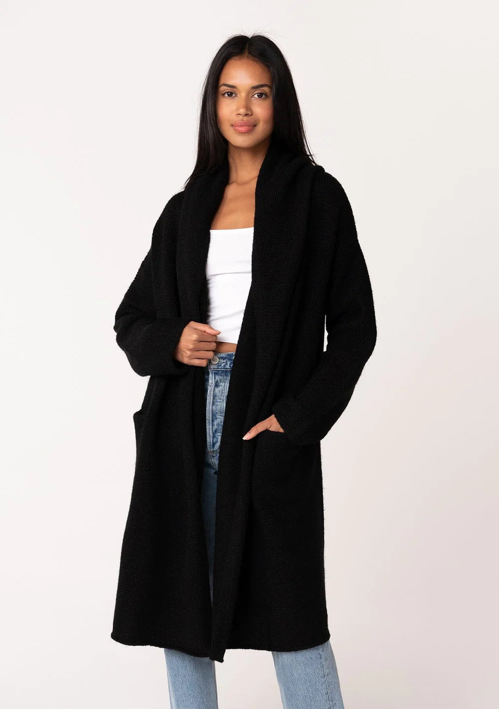 Lovestitch Lennox Sweater Coat Mesh Blend Leather Blend Suede Blend