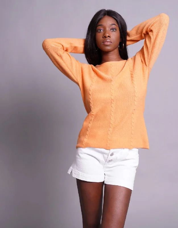 Everyday Cable Sweater in Mandarin Tailored Straight A-Line