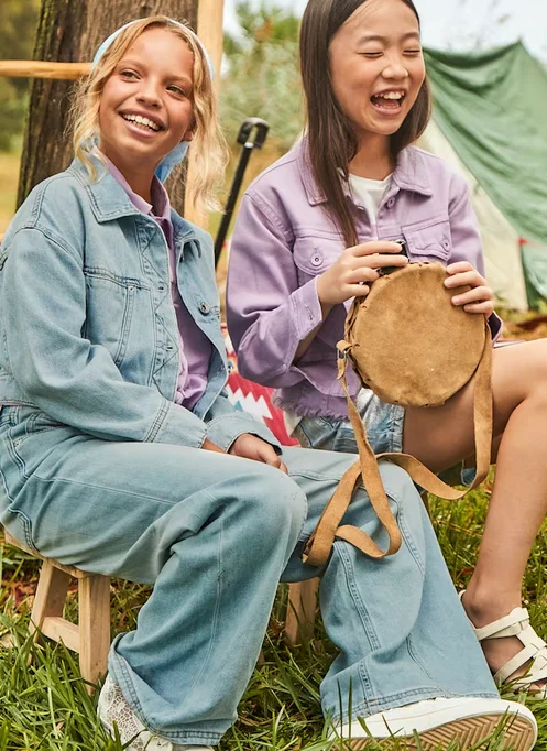 6538 Mayoral Tween/Teen Girls Denim Wide Leg Pants - Light Trendy Wide-Legged Trousers
