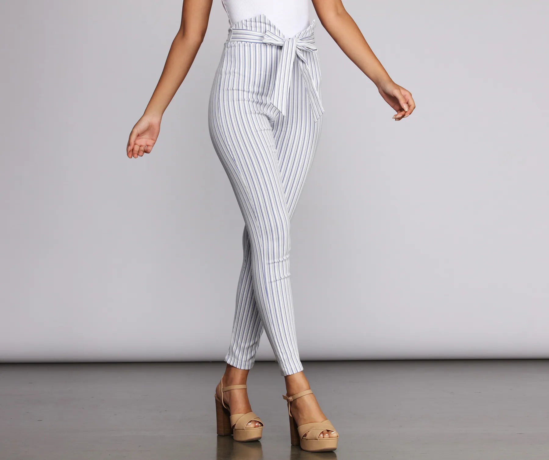 Summer Stripes Paperbag Pants Soft Sweatpants Style