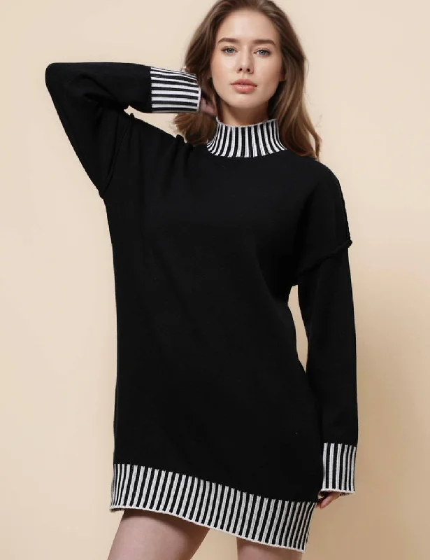 Ladies Mock Neck Color Block Sweater Dress SKD41233 Chenille Fabric Brocade Fabric Lace Fabric Ladies Mock Neck Color Block Sweater Dress SKD41233 Chenille Fabric Brocade Fabric Lace Fabric
