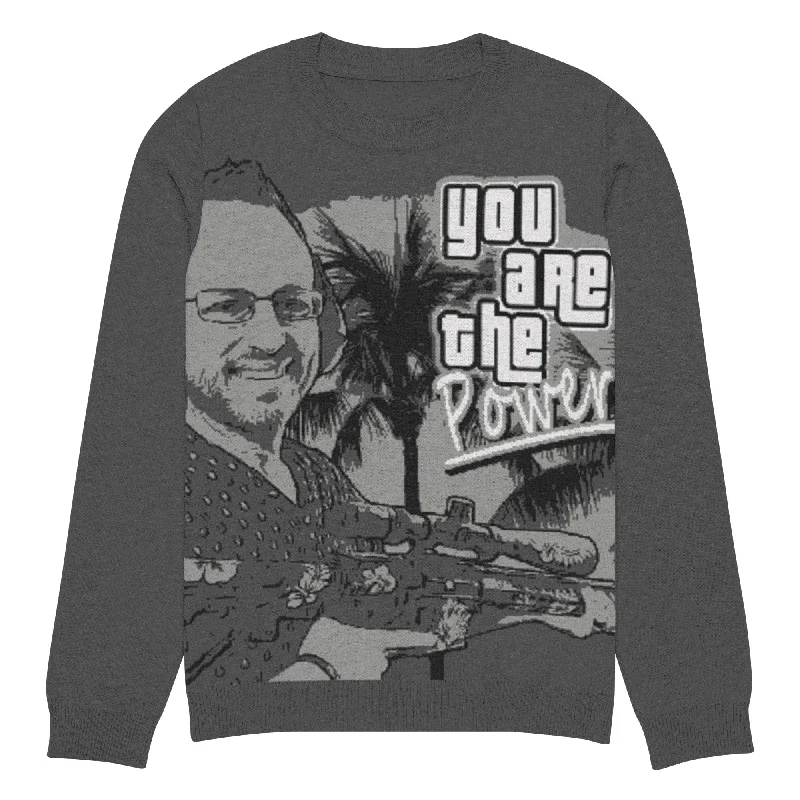 Spike Cohen You are the Power Knitted crew neck sweater Neon Metallic Matte