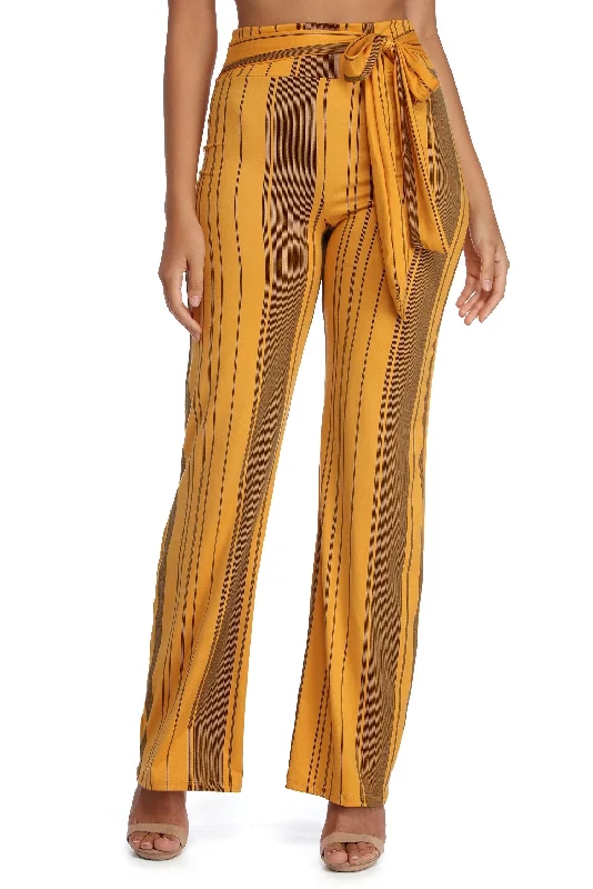 Hourglass Striped Pants Casual Wide Pants