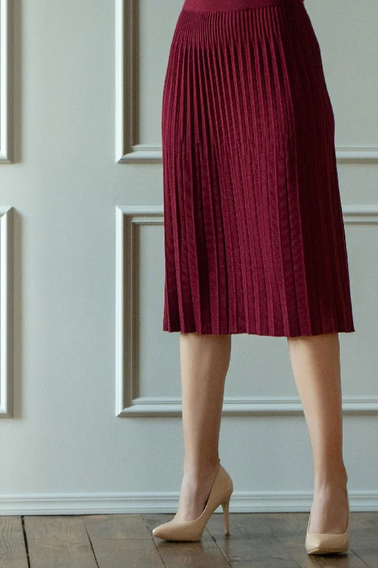Pleated midi skirt casual skirt length