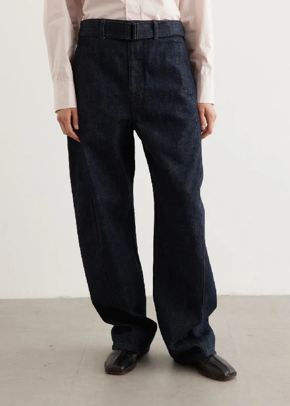 Twisted Belted Pants Trendy Wide-Legged Trousers