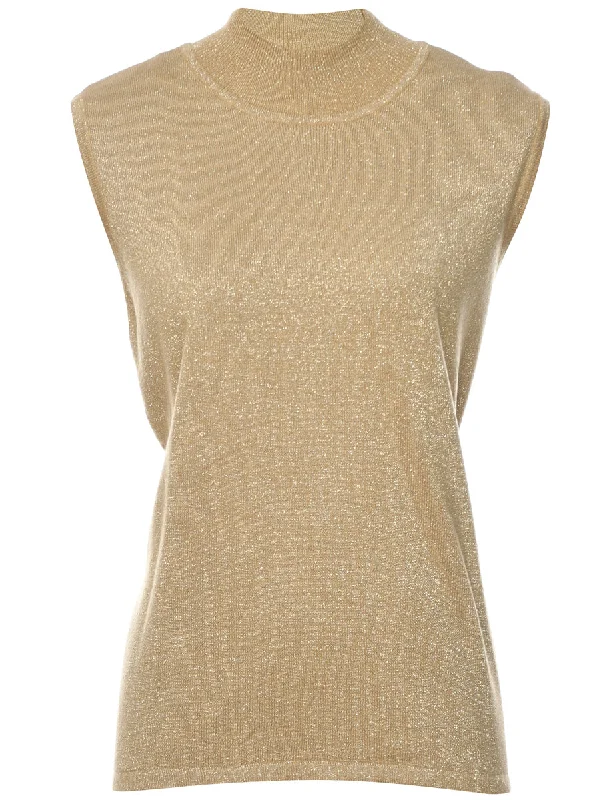 Sweater Lurex Thread Pattern Vest - M Real Fur Shearling Chenille
