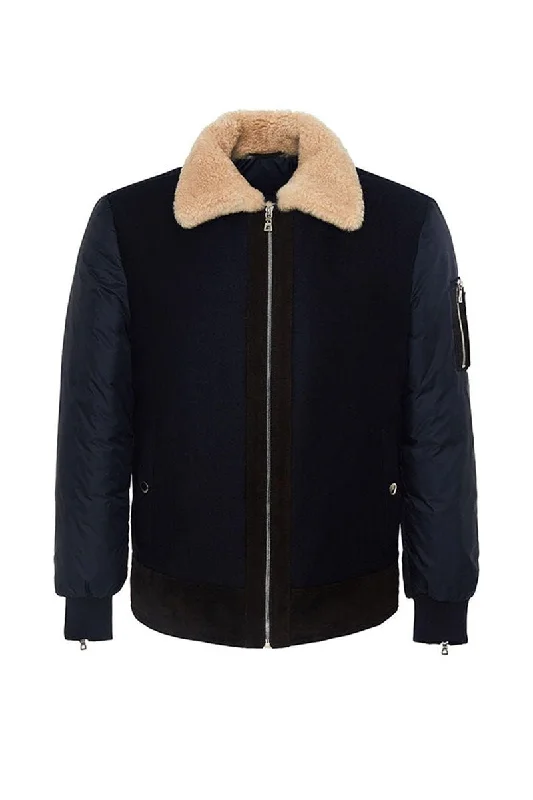 Robert Men's Aviator Wool Jacket - Navy Blue Toggled Jacket Drawstring Jacket Belted Jacket Robert Men's Aviator Wool Jacket - Navy Blue Toggled Jacket Drawstring Jacket Belted Jacket