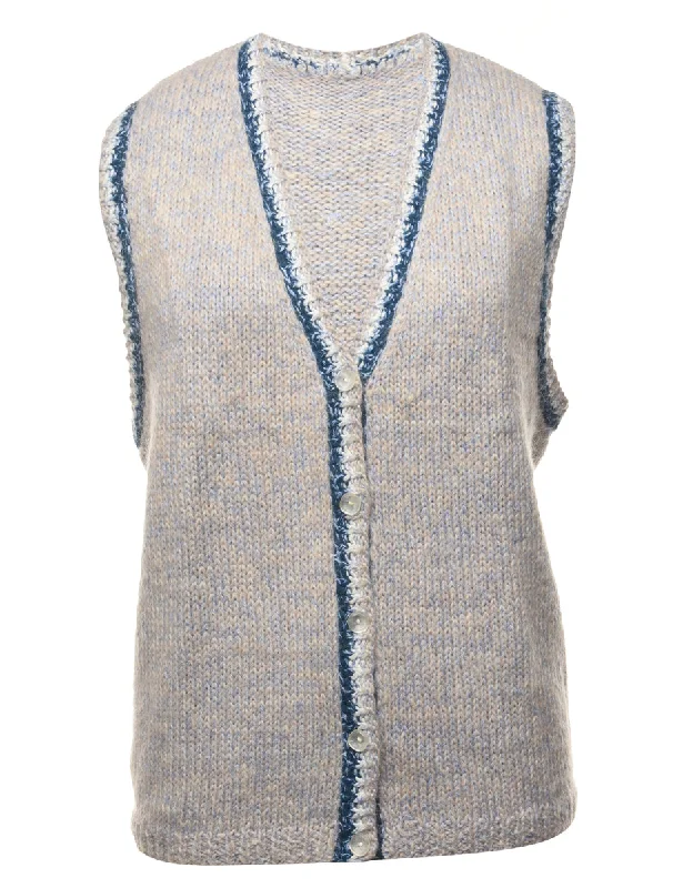 Light Grey Sweater Vest - L Sweater Knitwear Pullover