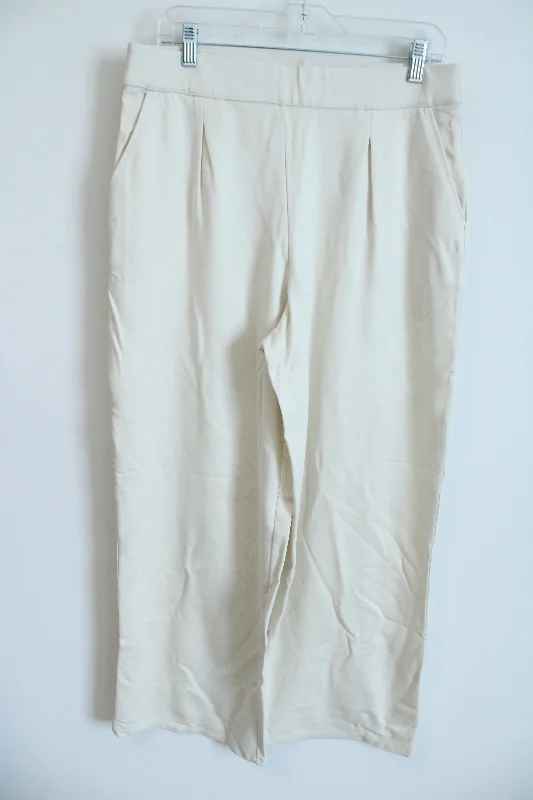 Max Studio London Cream Stretch Pant | L Fashionable Button-Up Pants