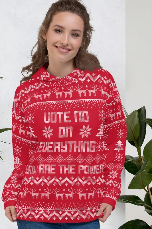 Vote NO on Everything Ugly Christmas Sweater Unisex Hoodie Real Fur Shearling Chenille Vote NO on Everything Ugly Christmas Sweater Unisex Hoodie Real Fur Shearling Chenille