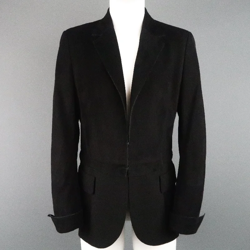 AKRIS Size 10 Black Suede & Wool Zip Off Sport Coat Jacket Front Pockets Side Pockets Patch Pockets AKRIS Size 10 Black Suede & Wool Zip Off Sport Coat Jacket Front Pockets Side Pockets Patch Pockets