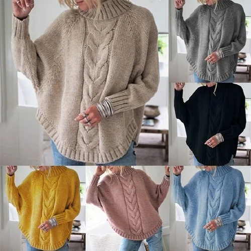 Women Casual Loose Winter Solid Color Half Turtleneck Knitted Sweater Spandex Blend Rayon Blend Denim Blend Women Casual Loose Winter Solid Color Half Turtleneck Knitted Sweater Spandex Blend Rayon Blend Denim Blend