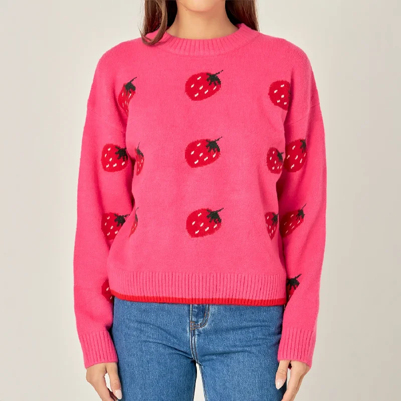Strawberry Knit Sweater Handmade Hand-knitted Hand-woven