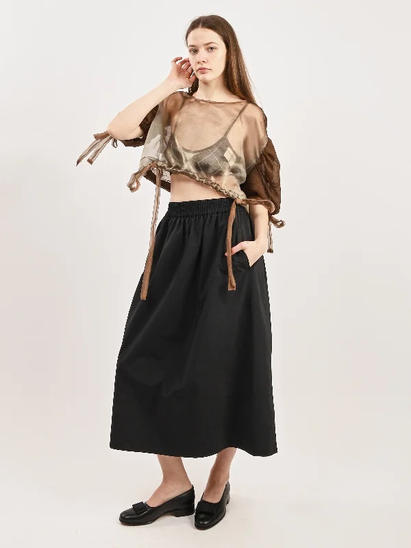 Black Nylon Pull On Full Skirt velvet skirt rich