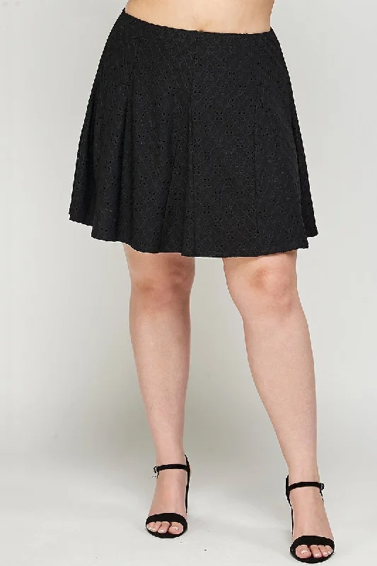 Voluptuous (+) Plus Size Knit Eyelet A-line Skirt flowy skirt hem
