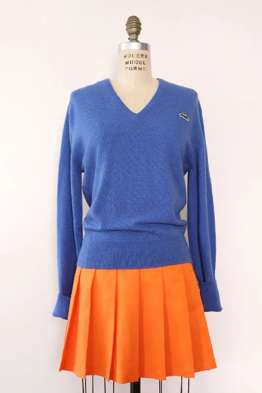 Lacoste Periwinkle Cashmere Sweater M Turtle Neck Boat Neck Asymmetrical Neck