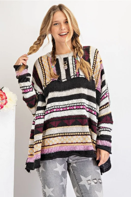 Boho Oversized Boxy Sweater {Easel} Cable Knit Ribbed Knit Lace Knit