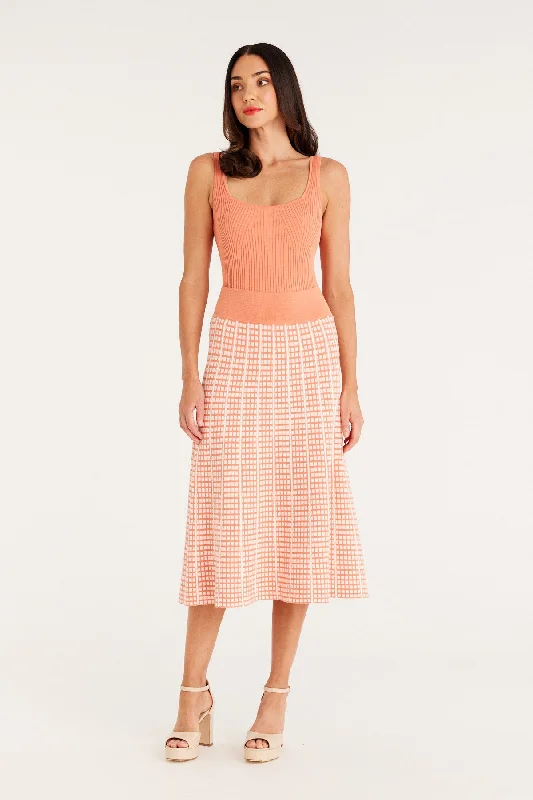 Check Knit Skirt - Apricot Marle breathable skirt fabric