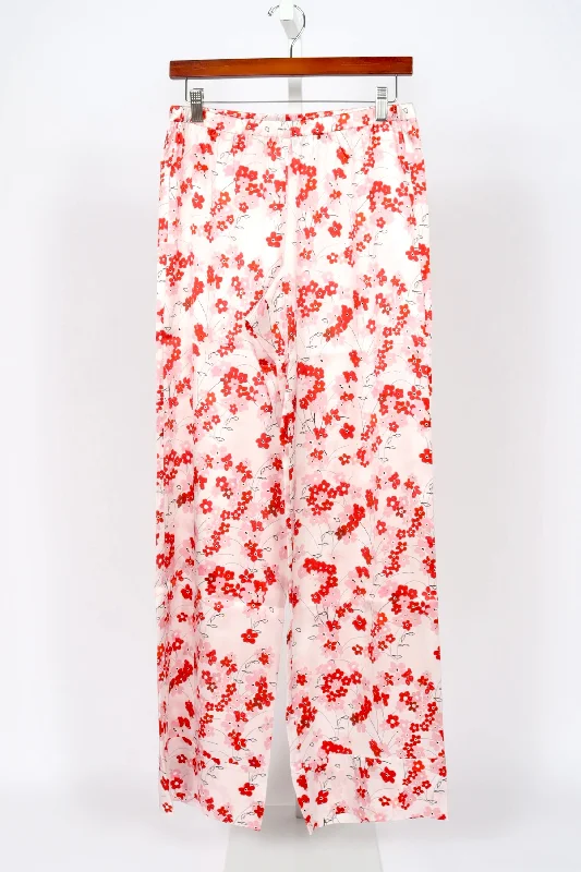 Pyjama Louis Pants - Medium Flower - Red & Pink on White Slim-Fit Khaki Pants