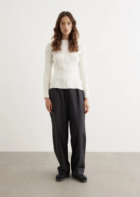 Elastic Waistband Pants Cozy Fitted Pants