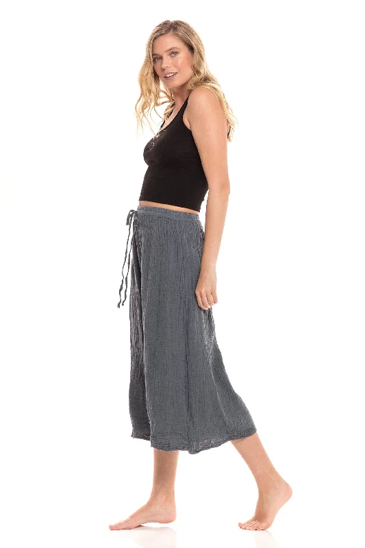 Thai Cotton Drawstring Flood Pants - Smoked Pearl Fashionable Work Pants