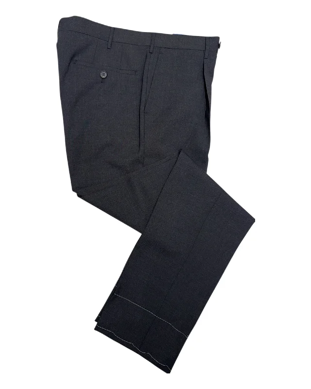 Sartorial Single Pleated Dress Pants - Charcoal Grey Trendy Velvet Pants