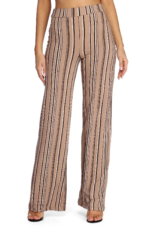 Straighten Up Striped Pants Slim-Fit Khaki Pants