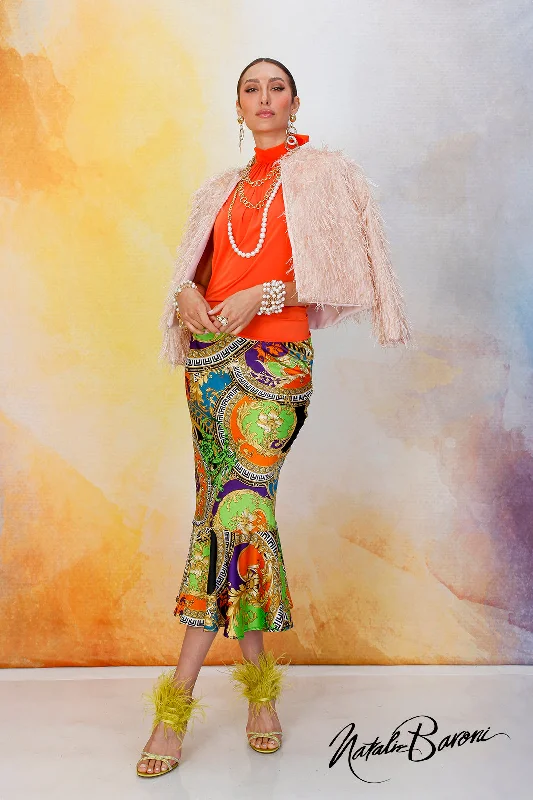 Green Flounce Skirt - Venezia velvet skirt sumptuous
