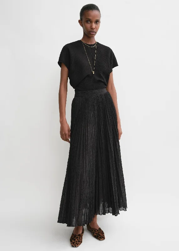 Crinkled plissé skirt black chiffon skirt airy