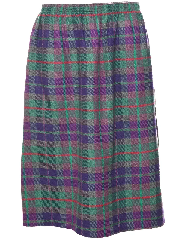 Plaid Midi Skirt - S patchwork skirt art