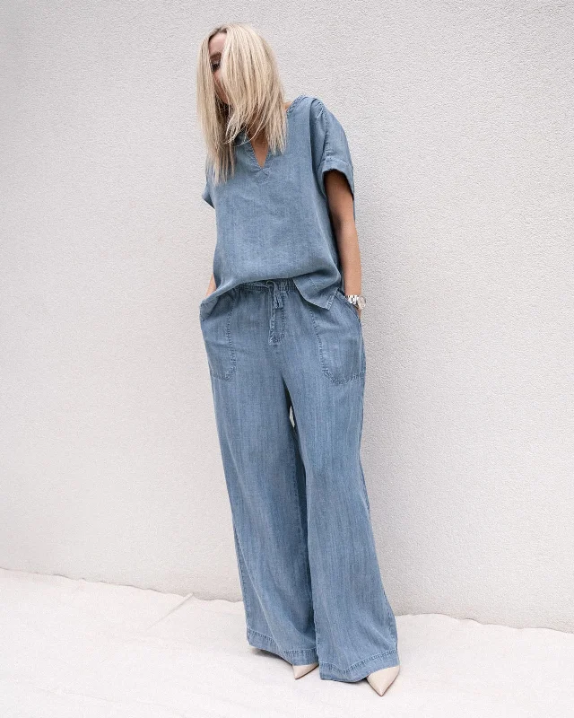 Angie Indigo Palazzo Pant Casual Track Pants