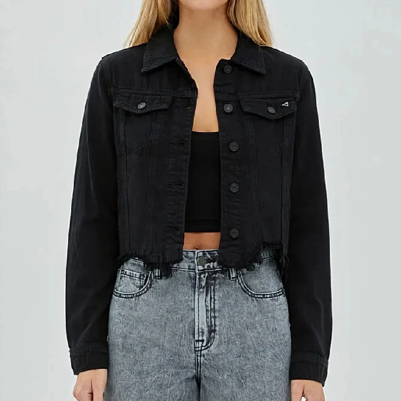 Hidden Black Frayed Bottom Jacket Toggled Jacket Drawstring Jacket Belted Jacket