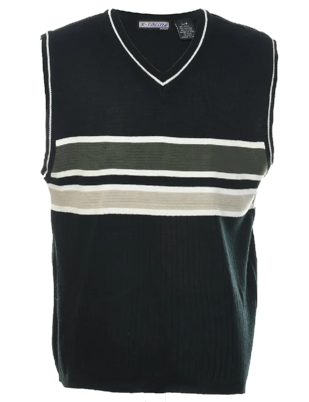 Sweater Black Vest - L Slim Fit Regular Fit Oversized