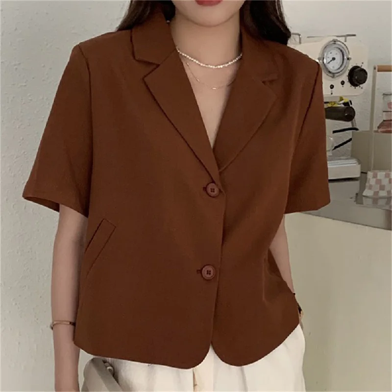 HziriP Outwear All Match 2022 Casual Elegant Femme Vintage OL Office Ladies Coats Retro Tops Short Sleeve Blazer Jackets Bomber Jacket Anorak Windbreaker HziriP Outwear All Match 2022 Casual Elegant Femme Vintage OL Office Ladies Coats Retro Tops Short Sleeve Blazer Jackets Bomber Jacket Anorak Windbreaker