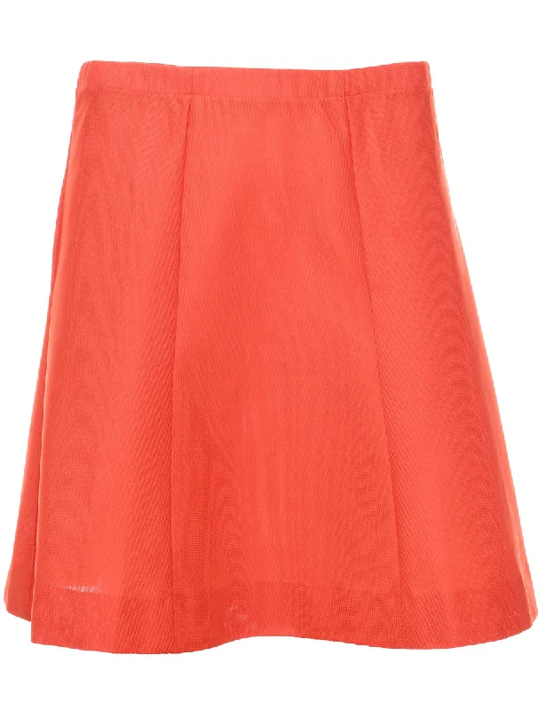 Orange A-line Skirt - S pleated skirt texture
