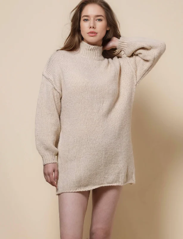 Ladies Round Neck Long Sleeves Sweater Dress SKD41103 Print Jacquard Patchwork