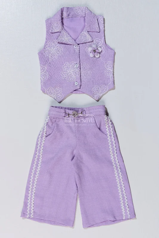 Girls Fancy Sharara Set in Lavender with Embroidered Jacket and Stylish Pants Jersey Jacket Tulle Jacket Batik Jacket Girls Fancy Sharara Set in Lavender with Embroidered Jacket and Stylish Pants Jersey Jacket Tulle Jacket Batik Jacket